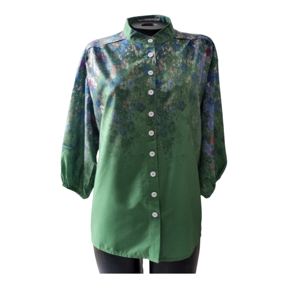 MISSLOOK Women’s Green Floral Boho Blouse 3/4 Sleeve Size S - Picture 3 of 14